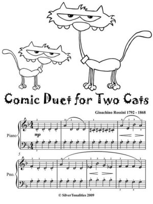 cover image of Comic Duet for Two Cats Easy Piano Sheet Music Tadpole Edition